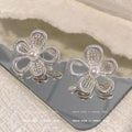 Silver needle korean style lace design hollow flower s family pearl stud earrings women's high-end earrings elegant stud earrings