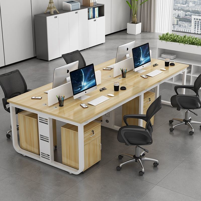 Modern minimalist office desk set - 4/6 workstation with partition, staff card seat, office desk and chair combination