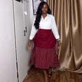 European and american cross-border women's fashion:  summer new arrival - high-waisted, slimming, drawstring design, a-line midi skirt
