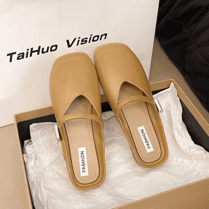 2025 new flat slippers - slip-on, closed-toe, summer, non-slip, fashionable, versatile, lazy mules - wholesale