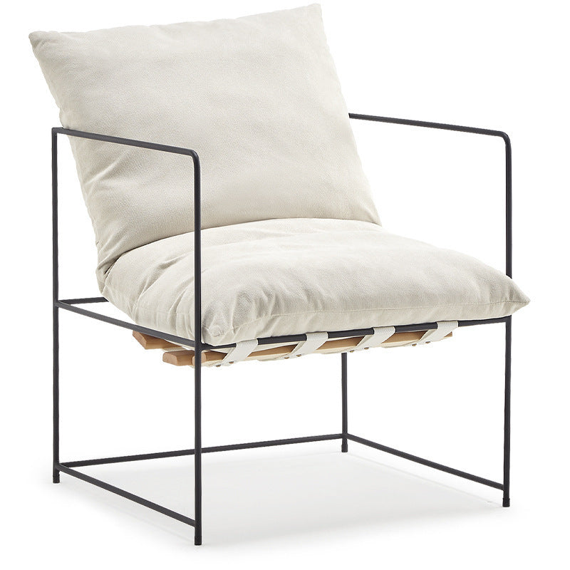 Scandinavian simple lazy sofa fabric iron single lounge chair lunch break accessible luxury reading casual chair bedroom office