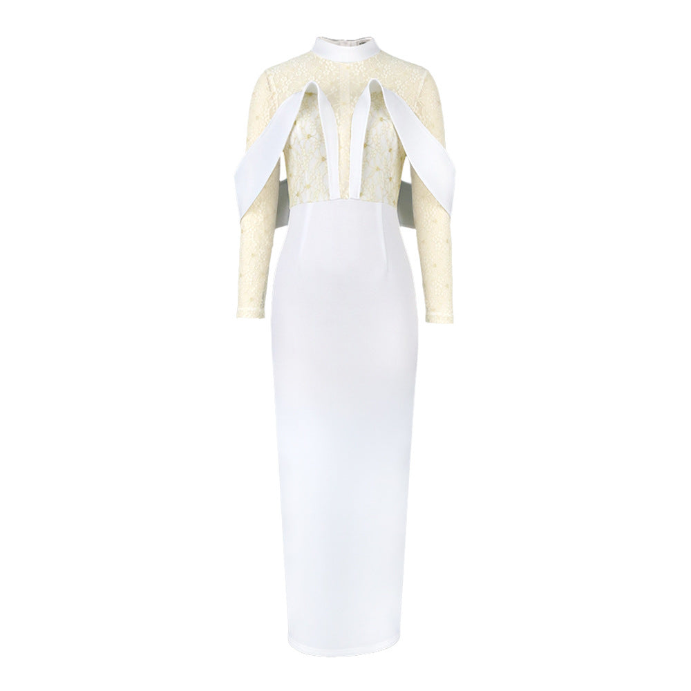 Elegant evening gown - socialite style mesh bodycon dress - birthday dress