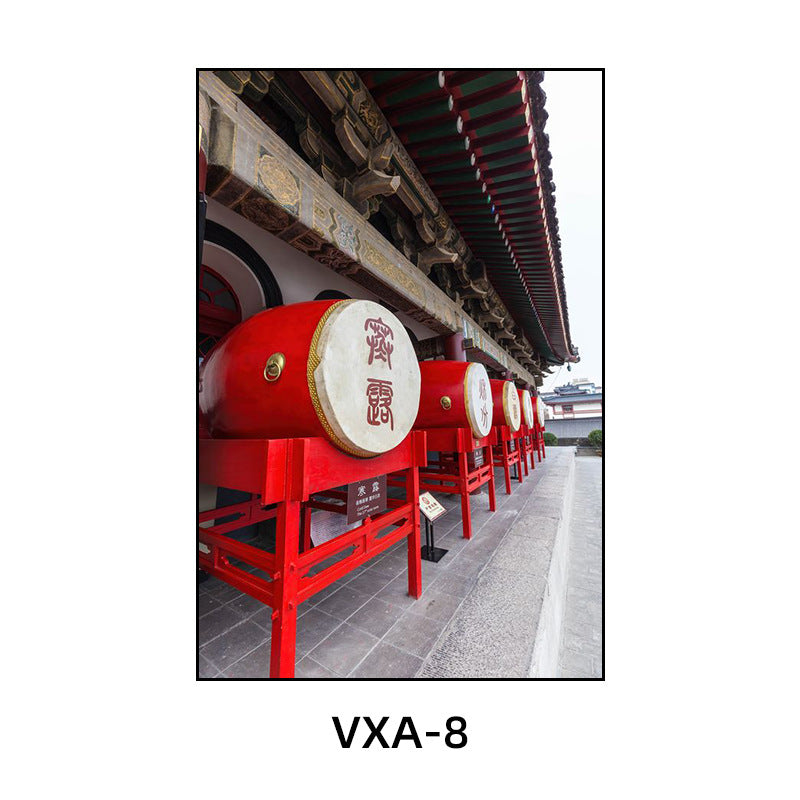 陕西装饰画西安长安古城风景建筑面馆挂画美食餐厅饭店包厢壁画