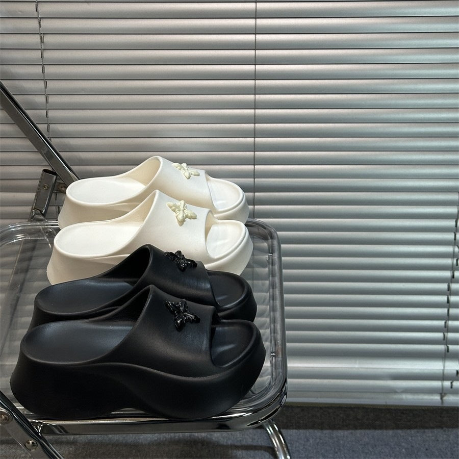 Thick sole slippers for women outwear summer 2026new arrival travel summer one-line sandals slippers for students to increase height