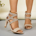 2026 rhinestone hollow-out backless high heel sandals - women's summer outerwear, cross-border women's shoes, dropshipping, wholesale, and bulk sourcing