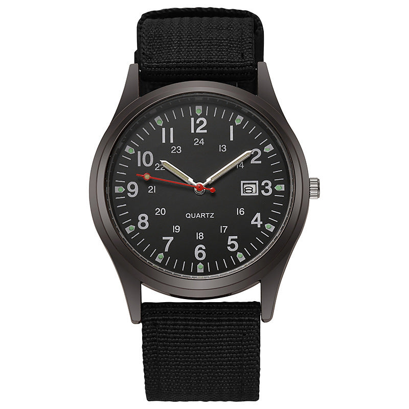 New canvas watch for men - casual, stylish, gift-worthy, military-inspired, with date display - perfect for students and sports - quartz movement