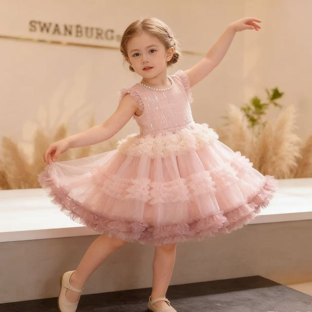 Girls' princess dress -  summer new arrival - super stylish dress for baby girls - children's formal gown - sequined hanfu style - trendy