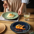 Kiln-turned retro style grids ceramic flower plate creative for home sunflower plate fruit salad plate japanese style plate