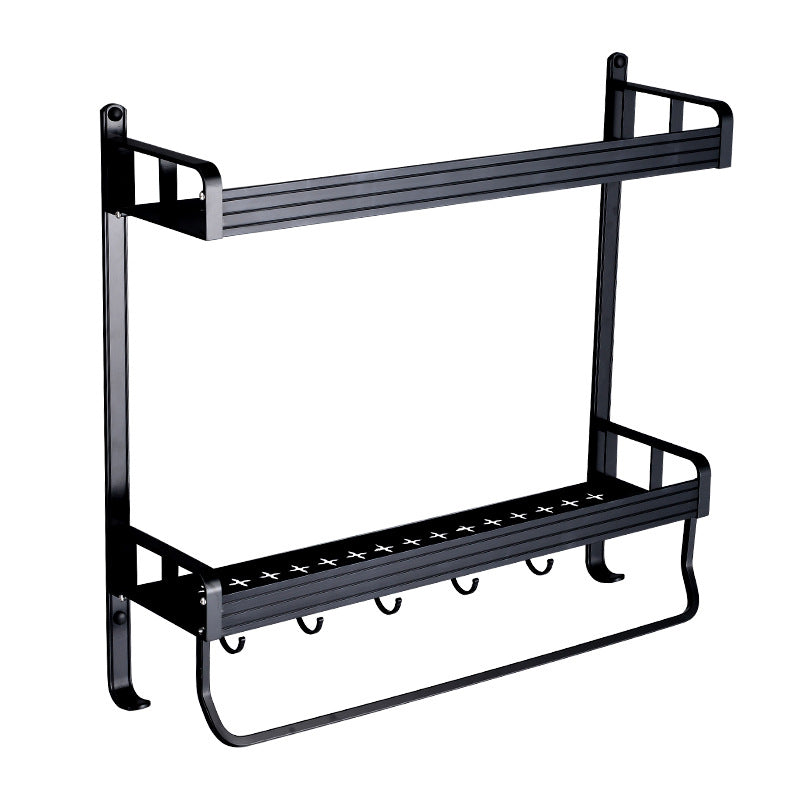 No punching kitchen rack wall-mounted wall seasoning box supplies household Daquan hanger storage artifact black