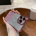 Suitable for apple 16pro four-corner anti-fall electroplated mobile phone case iphone15/14 glitter ring holder protective cover