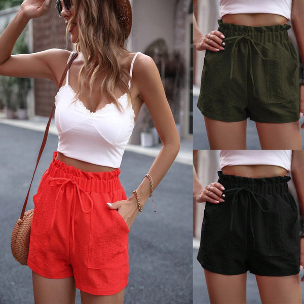 Tiktoktemu European and American women's clothing 2025 summer new fungus waist diagonal pocket casual shorts