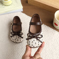 Vancahao girls' fashionable low-cut leather shoes,  spring/autumn new collection, children's bow-tie princess shoes, toddler flats