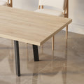 Factory direct customizable modern nordic rectangular dining table - minimalist extendable iron frame wood grain table for home use