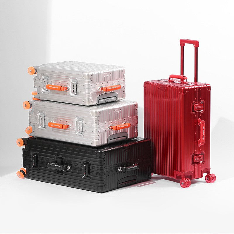 2025 all-aluminum magnesium alloy 28 tie rod suitcase women's 20-inch boarding men's fashion injection molding wheel password box portable