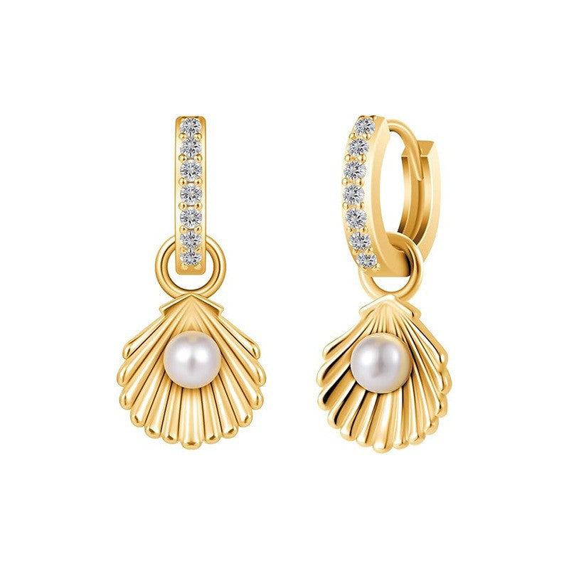European and american amazon new scallop beach retro chic earrings elegant jewelry earrings travel party gift for women