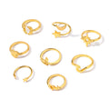Wholesale niche women's rings, european and american cross-border jewelry, unique and exaggerated alloy star and heart stackable rings with a sense of design