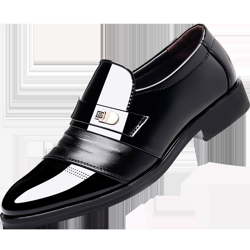 Men's leather dress shoes - summer business formal, plus size, black casual, hidden heel, wedding suit, breathable, british style, groom shoes