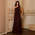 summer new arrival: elegant asymmetrical neck one-shoulder pleated chiffon bodycon backless maxi dress