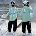 new boys' summer lightweight sportswear set - stylish short-sleeve outfit for mid-to-large children