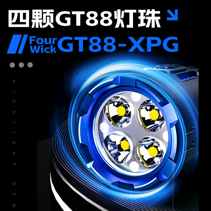 Cross-border new 4LED outdoor multi-function flashlight long battery life super bright rechargeable outdoor emergency strong light flashlight