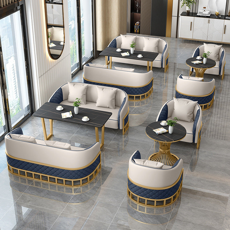 Sales office business reception reception table and chair combination casual coffee shop milk tea shop single and double sofa booth