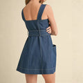 new arrivalfashion denim silm mid-waist strap suspender button dress backlesssexy