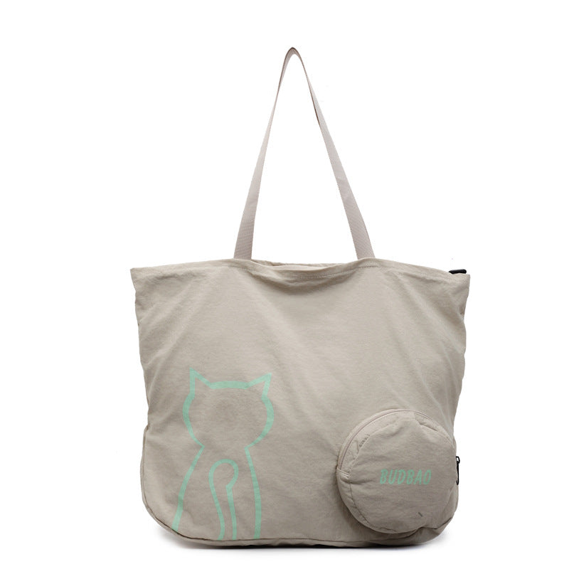 Cross-border foldable tote bag women's large-capacity storage shoulder bag sports fitness yoga bag handbag