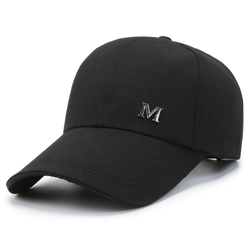 Canvas Baseball Cap Men's Extended Brim M Iron Standard Hat Sandwich Shade Sun Protection Cap Outdoor Fishing Cap Women