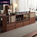 Black walnut solid wood sideboard bookcase low cabinet floor-standing bookshelf plaid storage rack storage cabinet coffee table tv cabinet