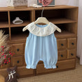 Girls' romper : stylish princess crawling suit for baby girls, summer striped lace collar, newborn to toddler