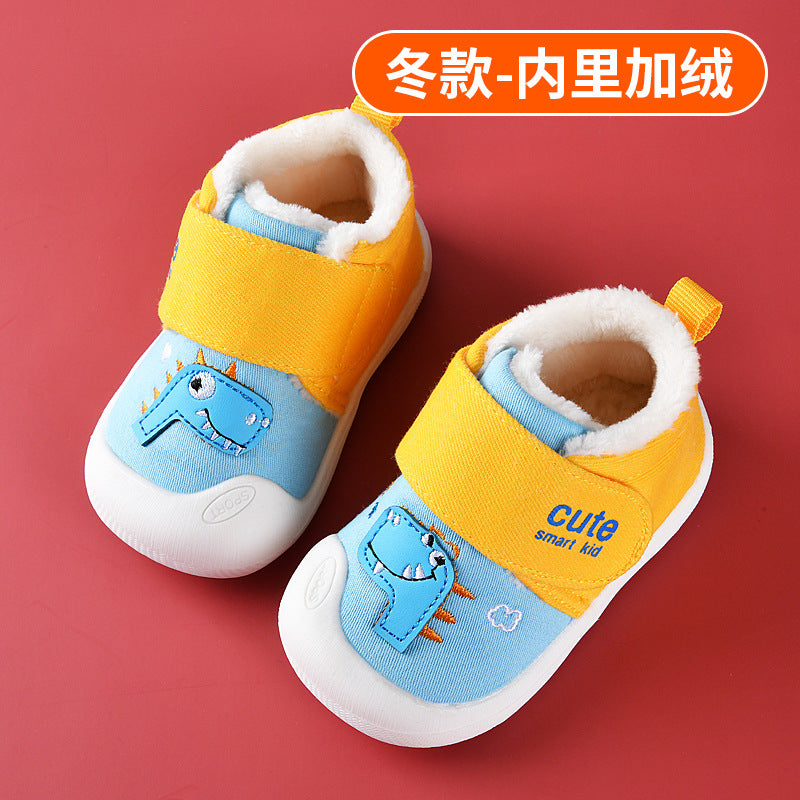 Toddler shoes for baby boys, spring and autumn, 0-1-2 years old, soft sole infant shoes, winter fleece-lined cotton shoes for baby girls