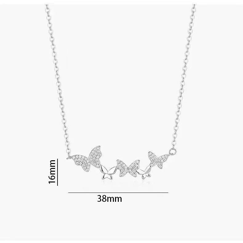 Popular stylish copper inlaid zirconium full diamond butterfly necklace for women eleganteasiest for matchfashion non-fading clavicle chain jewelry