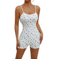 Stretchy, bodycon, sexy lingerie: floral print cami bodysuit - high-waisted, slim-fit, open-back jumpsuit for a hot girl look