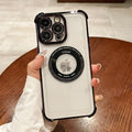 Four-corner anti-fall electroplating suitable for apple 16pro double-circle magnetic mobile phone case iphone12/14 simple protective cover