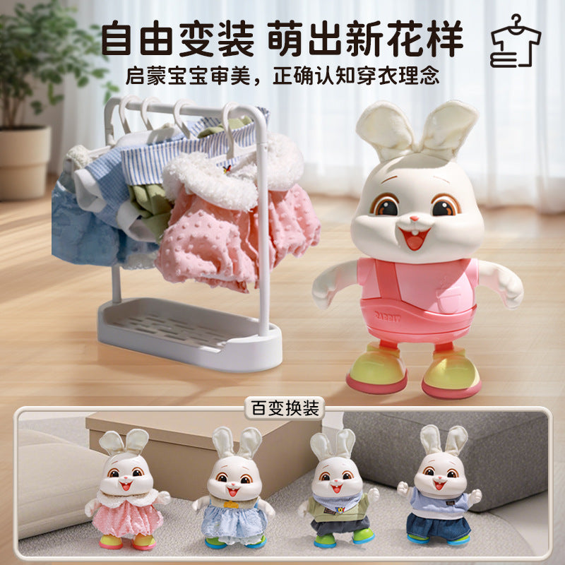 Electric dancing rabbit toy for infants and toddlers - crawling, head-up training, singing, newborn early education, and dress-up fun