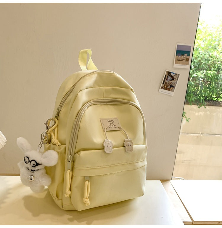 School bag female college student Korean version ins solid color simple and versatile junior high school student travel small backpack high school student backpack