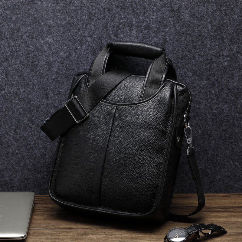 Men's bag, shoulder bag, men's leather bag, business messenger bag, vertical cowhide large-capacity bag, and a gift will be sent on behalf of you.
