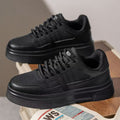 2026 men's spring premium low-top casual sneakers: versatile, thick-soled, height-increasing leather white shoes for men