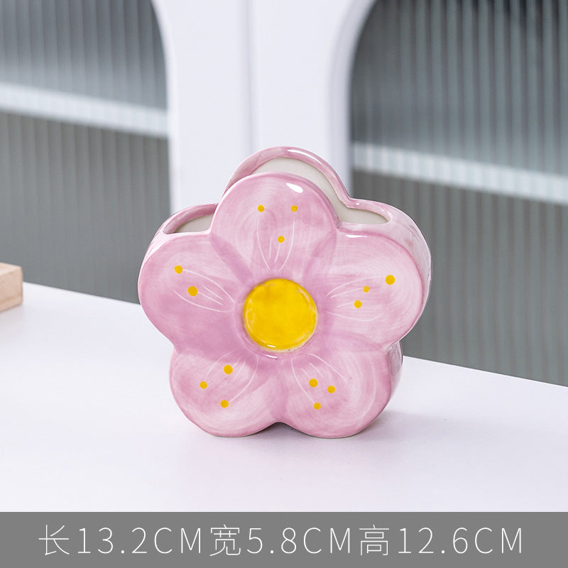 Tulip flower makeup brush holder office pen holder - trendy ins style bedroom decor desktop organizer