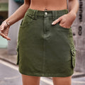 summer european and american women's clothing cross-border e-commerce  new elastic waist denim cargo skirt casual mini skirt trend