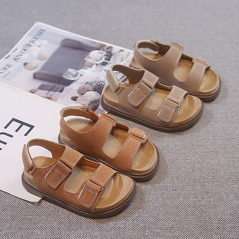 Girls' retro velcro sandals -  summer new arrivals: versatile, comfortable, and casual flat sandals for kids, perfect for beach and everyday wear