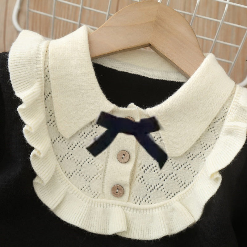 fall/winter new collection: stylish and chic knitted sweater dress for little girls - preppy style