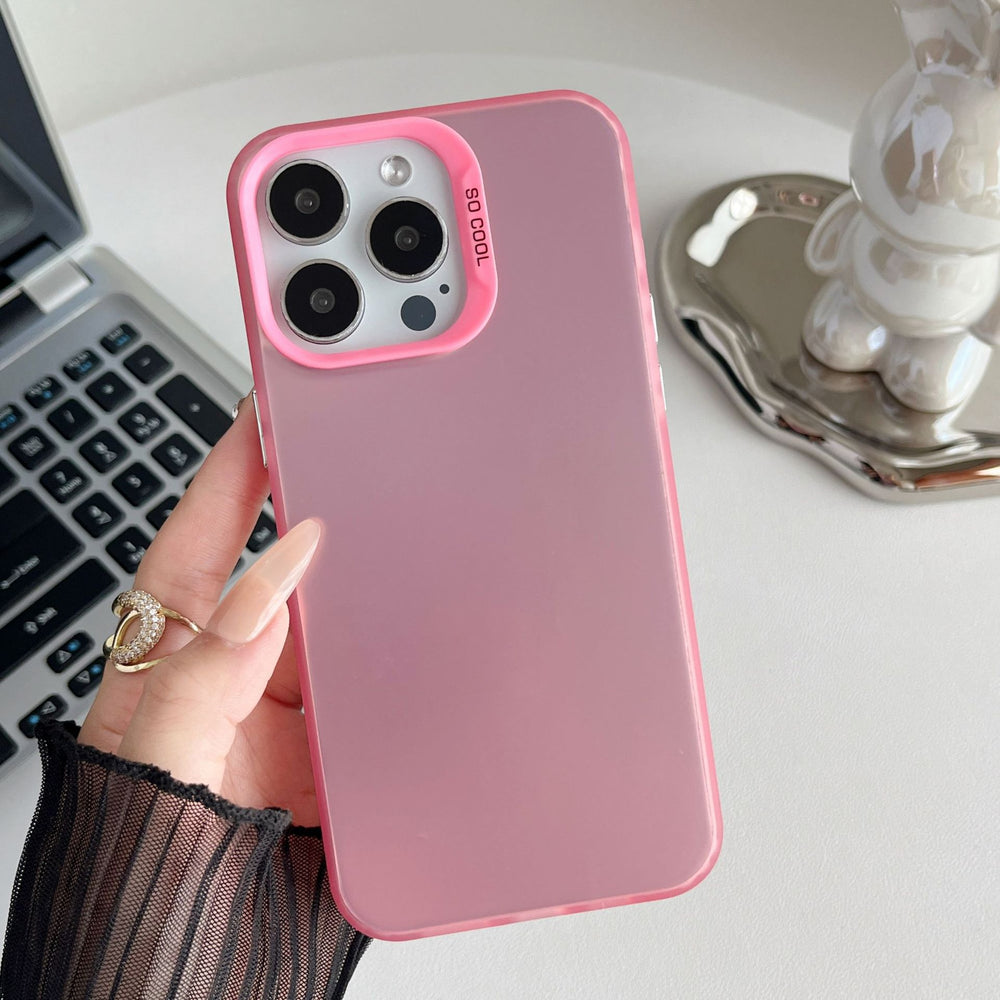 Suitable for apple 15promax skin-feeling protective case iphone14 laser imd pure color material color silver mobile phone case