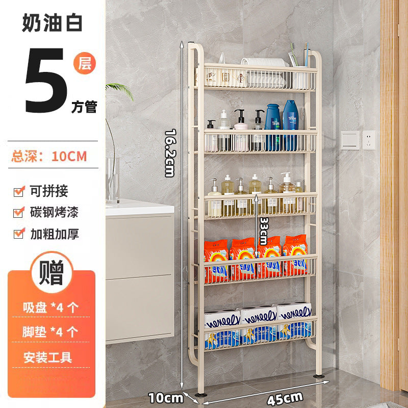 door floor rack multi-purpose wall storage rack wrought iron bathroom kitchen gap finishing rack