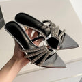 Xd huizhou autumn new european and american style rhinestone pointed toe stiletto heel women's open toe sexy versatile slippers