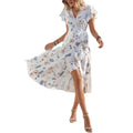 & independent store bestseller: printed ruffle-trimmed short-sleeve dress