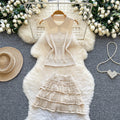 Summer's hottest outfit: french chic sweet pink polo sleeveless vest + pleated midi skirt set