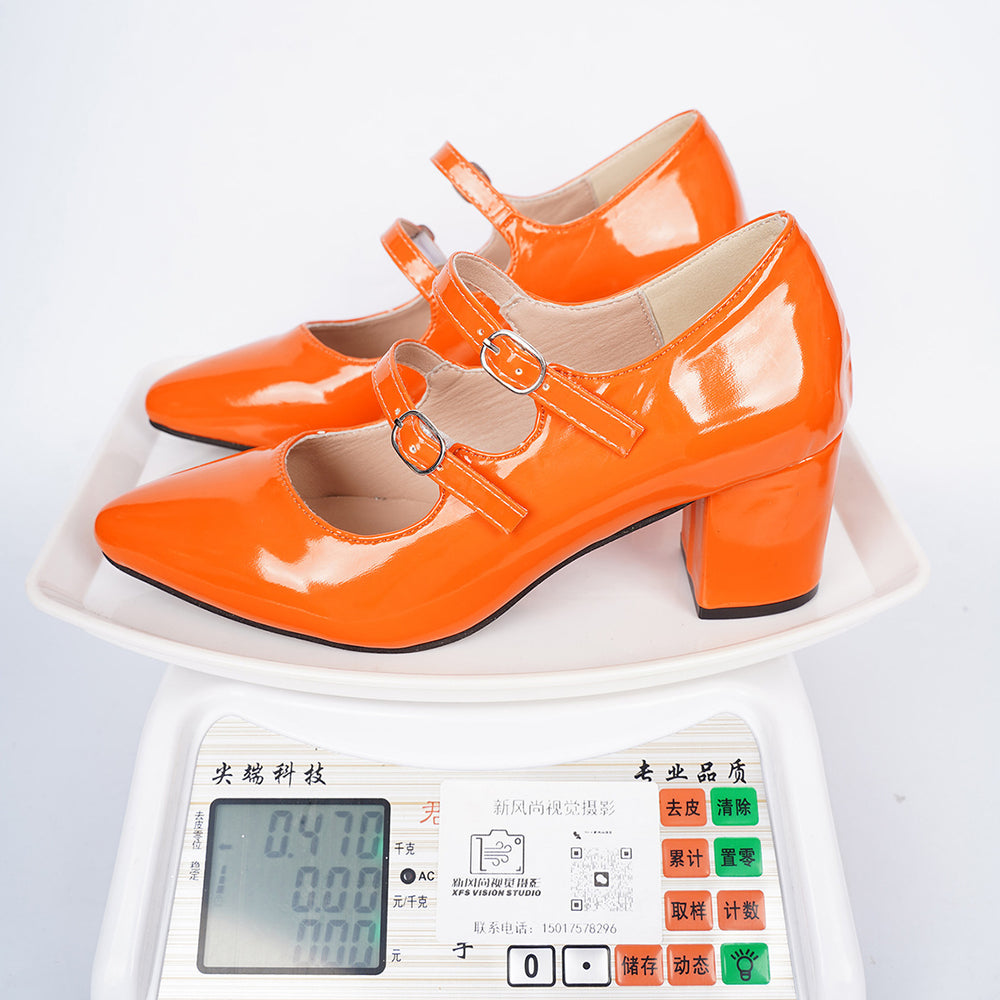 Export plus sizeretro mary jane women's shoes 2026 summer new arrivalfrench red size difference 0.67 women's thick heel high heels
