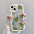 Full screen green love heart suitable for apple apple 16pro flower chain mobile phone case iphone13/15 protective cover