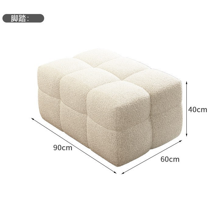 Nordic light luxury teddy lamb velvet sofa, modern minimalist cream style latex italian minimalist chaise lounge sofa